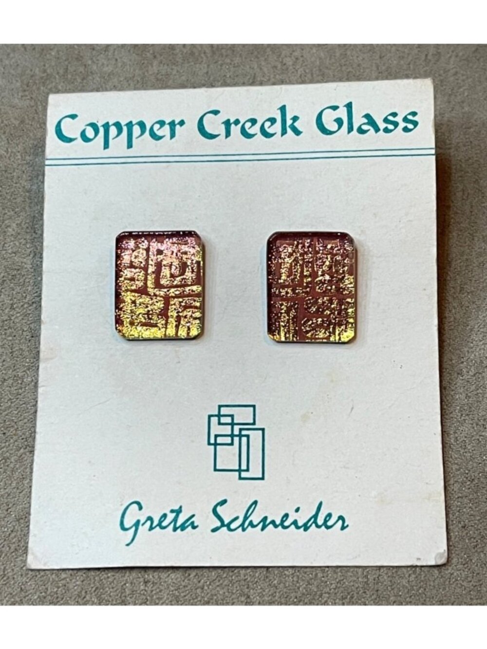 New Copper Creek Glass Stud Earrings by Greta Schneider